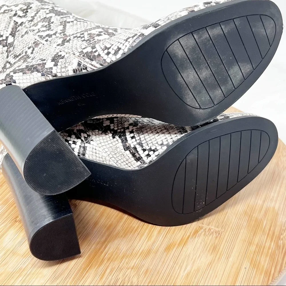 Kenneth Cole Justin Snake Skin Knee High Boots white and black size 6 - Picture 9 of 10